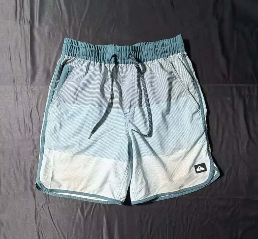 Quiksilver Surfsilk Tijuana Volley 16 Inch Striped Elastic Waist Swim Trunks